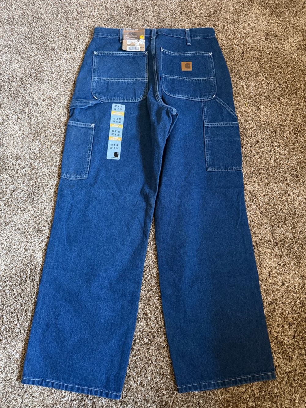 Carhartt Men's Loose Original Fit Jeans - Dark Blue Denim size 32 x 30 - Picture 3 of 5